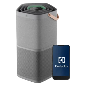Electrolux prečišćivač vazduha Pure 600 EPO60571UG sive boje sa pametnim telefonom